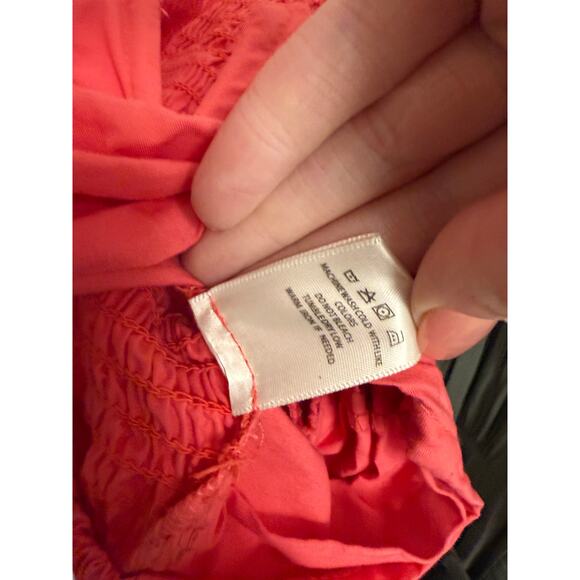 Francesca's Women's Large Coral Pink Sandra Short Puff Sleeve Crop Blouse - Picture 6 of 6